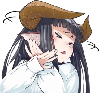 😣 アニメ, 悪魔, 角, 女の子, 可愛い, 表情 telegram sticker