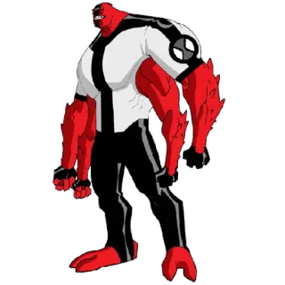 😎 Four Arms Ben 10 Мультфильм, Четыре руки, Бен 10, Инопланетянин, Красный, Супергерой telegram sticker