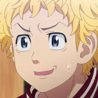 ⏱ Takemichi Hanagaki Tokyo Revengers anime, capelli biondi, preoccupato, personaggio, Takemichi, Tokyo Revengers telegram sticker