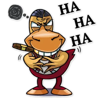 😁 HA HA HA アヒル, 葉巻, 漫画, ユーモア, 面白い, 邪悪, 悪役 telegram sticker