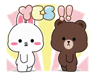 🕺 YES!! кролик, медведь, милый, каваий, животные, праздничный, согласие, да telegram sticker