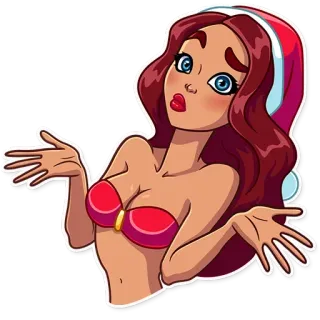 🤷‍♀️ cartone animato, donna, Natale, Babbo Natale, bikini whatsapp sticker