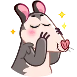 ☺️ 주머니쥐, 귀여운, 동물, 반짝이, 만화 whatsapp sticker