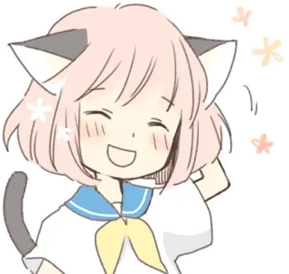 ☺️ anime, cat girl, cute, smiling, girl telegram sticker