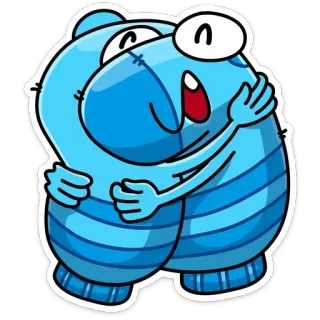 🤗 Мультик, Обниматься, Синий, Персонаж, Милый, Дружелюбный whatsapp sticker