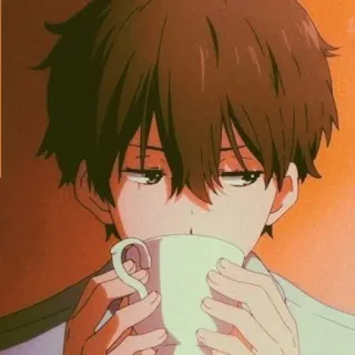 🍪 anime, boy, cup, drinking telegram sticker