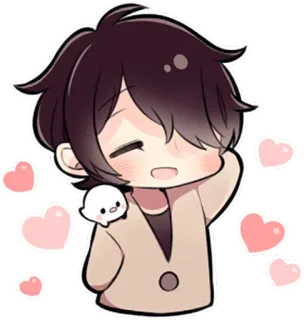 😚 Chibi, fofo, Anime, Kawaii, corações, desenho animado, personagem estilizado telegram sticker
