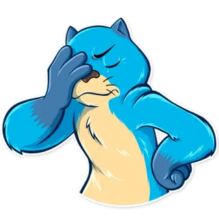 🤦 Katze, Cartoon, traurig, müde, blau telegram sticker