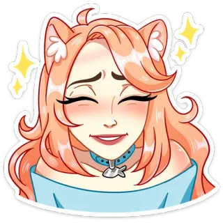☺️ Anime, Catgirl, Sticker, Cartoon, Kawaii, Niedlich, Mädchen, Rosa Haare telegram sticker