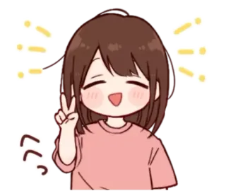 ✌ สาวอนิเมะ, สัญลักษณ์สันติภาพ, คาวาอิ, น่ารัก, มีความสุข, สติกเกอร์, การ์ตูน telegram sticker
