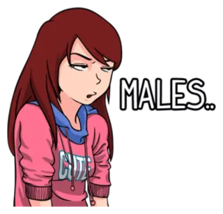 😞 MALES... Cartone animato, Ragazza, Espressione, Ragazzi, Atteggiamento, Umorismo, Carino whatsapp sticker