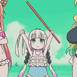 ☁️ Kanna Kamui Miss Kobayashi's Dragon Maid anime, smok, słodkie, plaża, strój kąpielowy, kanna kamui telegram sticker