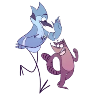 😀 Mordecai and Rigby Regular Show kreskówka, Zwyczajny serial, Mordecai, Rigby, animowany telegram sticker