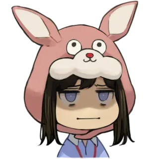 😍 Аниме, Девушка, Зайчик, Толстовка, Милый, Наклейка, Мультфильм telegram sticker