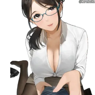 ☺️ Anime, Wanita, Kantor, Seksi, Kacamata telegram sticker