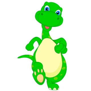 😀 ไดโนเสาร์, การ์ตูน, สีเขียว, น่ารัก, สัตว์ whatsapp sticker