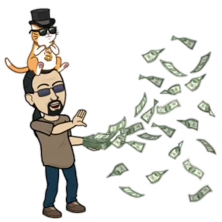 💰 お金, 猫, 富, 漫画, ステッカー, Bitmoji telegram sticker