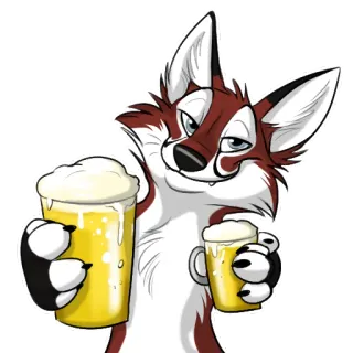 🍻 raposa, cerveja, bebida, álcool, desenho animado, furry, animal, bebida telegram sticker