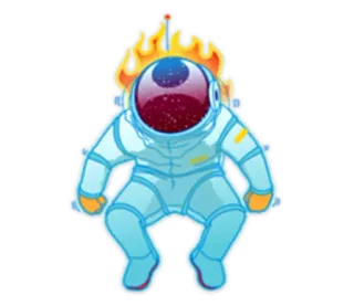 😡 astronaut, flames, space suit, dance, music, digital telegram sticker