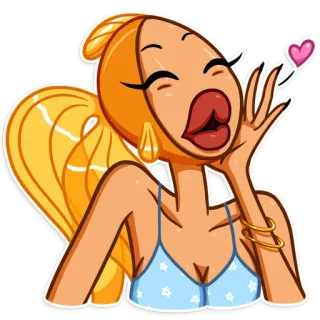 😘 женщина, мультфильм, девушка, эмодзи, стикер, поцелуй telegram sticker