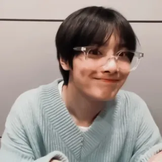🦊 personne, lunettes, pull, portrait, souriant, asiatique whatsapp sticker