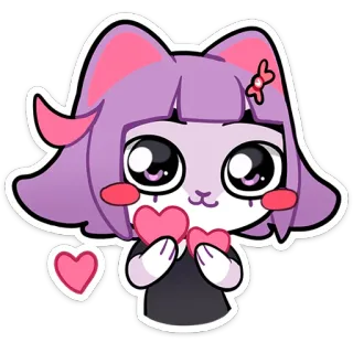 😍 แมว, คาวาอิ, อนิเมะ, หัวใจ, น่ารัก, สติกเกอร์ whatsapp sticker