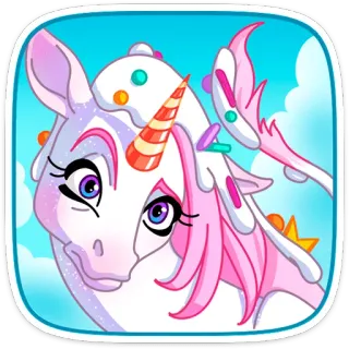 🥺 unicórnio, doce, doce, desenho animado, fofo, fantasia, mágico whatsapp sticker