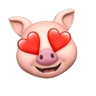 🐷 свинья, эмодзи, животное, любовь, глаза-сердечки, милый telegram sticker
