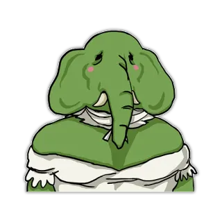 👰 elephant, cartoon, animal, green, character, mammal telegram sticker