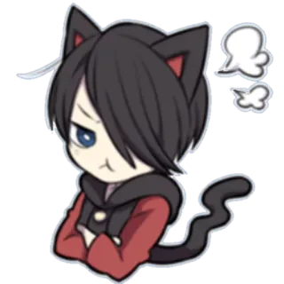 😤 кот, злой, аниме, манга, милый, чиби, мультфильм, эмодзи whatsapp sticker