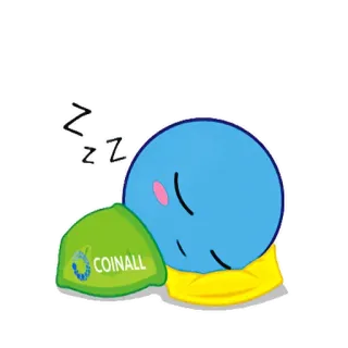 😴 COINALL dormire, cartone animato, cuscino, Coinall, mascotte telegram sticker
