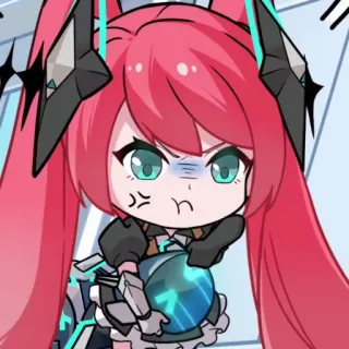 💖 アニメ, ステッカー, ちび, ピンク髪, 怒り whatsapp sticker