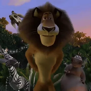 👀 Alex Madagascar lion, zebra, giraffe, hippo, animals whatsapp sticker