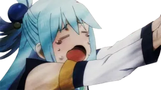 😭 Aqua anime, character, aqua, konosuba, cartoon, funny, meme whatsapp sticker