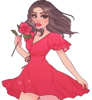 💃 donna, vestito, rosa, ragazza, fiore, bruna telegram sticker