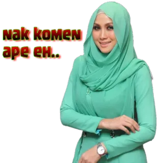 🙇 NAK KOMEN APE EH.. donna, hijab, musulmana, espressione, commento, malese whatsapp sticker