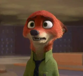 📍 Nick Wilde Zootopia ズートピア, ニック・ワイルド, キツネ, アニメ, ディズニー, 表情, 心配 telegram sticker