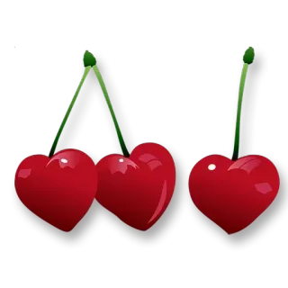 😰 cerises, coeur, amour, fruit, rouge, doux, saint-valentin telegram sticker