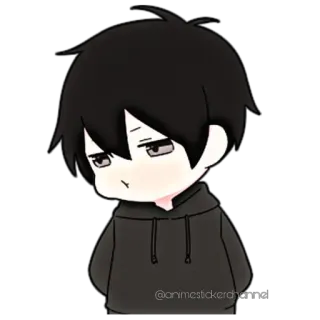 😕 anime, manga, sticker, sad, hoodie whatsapp sticker