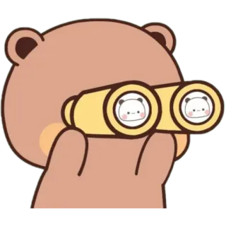 🔭 หมี, กล้องส่องทางไกล, การ์ตูน, สัตว์, น่ารัก telegram sticker