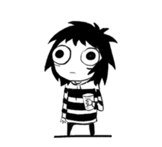 😐 cartoon, girl, character, illustration, striped shirt telegram sticker