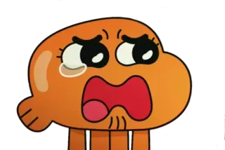 😢 Darwin Watterson The Amazing World of Gumball Dibujo animado, Pez, Naranja, Llorando, Triste, Animado whatsapp sticker