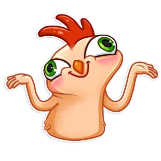 🙂 pollo, cartone animato, divertente, carino, animale, meme whatsapp sticker