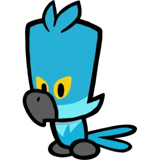 🦜 pájaro, azul, dibujo animado, animal, personaje whatsapp sticker