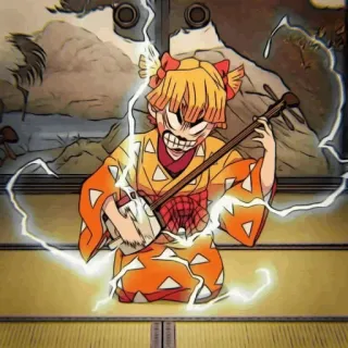 👺 Zenitsu Agatsuma Demon Slayer 애니메이션, 귀멸의 칼날, 젠이츠, 번개, 웃긴, 화난, 만화, 카툰 telegram sticker