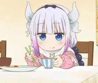🍥 Kanna Kamui Miss Kobayashi's Dragon Maid Anime, Kanna, Drache, Süß, Essen, Kawaii whatsapp sticker