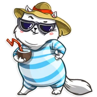😎 gato, gafas de sol, playa, verano, vacaciones telegram sticker