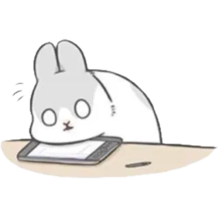 🙄 rabbit, animal, cute, cartoon, lazy, sleepy, phone, table telegram sticker