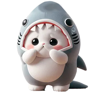 🥺 猫, 鲨鱼, 动物, 可爱, 宠物, 卡哇伊, 小猫, 毛绒 whatsapp sticker