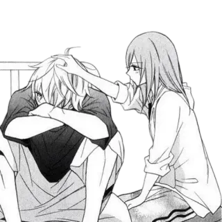 🖤 อนิเมะ, ปลอบโยน, มังงะ, เศร้า, คู่รัก, เห็นอกเห็นใจ whatsapp sticker